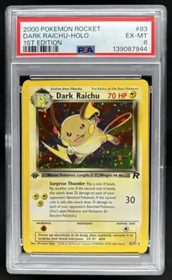 2000 Pokemon Team Rocket First Edition Dark Raichu Holo #83/82 PSA 6 - Image 1