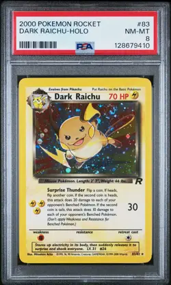 2000 POKEMON ROCKET #83 DARK RAICHU-HOLO PSA 8 - Image 1