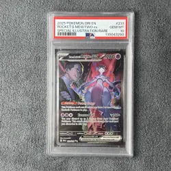 2025 POKEMON DESTINED RIVALS 231 TEAM ROCKET'S MEWTWO EX PSA 10 - Image 1