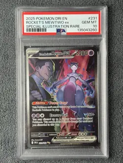 2025 POKEMON DESTINED RIVALS 231 TEAM ROCKET'S MEWTWO EX PSA 10 - Image 2