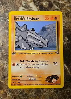 Brock's Rhyhorn 070/132 Gym Heroes Regular Vintage Pokemon TCG 🌟 - Image 1