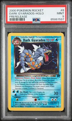 2000 POKEMON ROCKET PRERELEASE #8 DARK GYARADOS-HOLO PSA 9 - Image 1