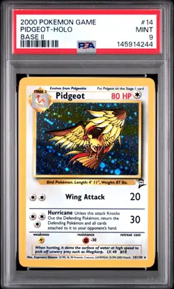 PSA 9 Mint 2000 Pokemon Base Set 2 Pidgeot Holo Rare 14/130 Graded - Image 1