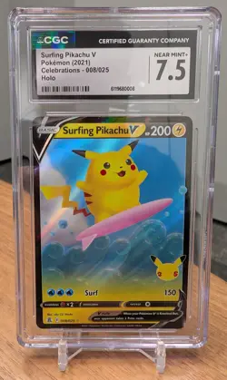 Surfing Pikachu V 008/025 - Holo - CGC 7.5: Near Mint+ - Pokemon Celebrations - Image 1