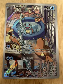 Pokemon TCG Squirtle Stellar Crown Illustration Card 148/142 - Image 1