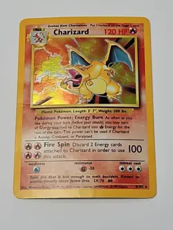 CREASE x2 MP - Charizard 4/102 Base Set 1999 Holo Rare Pokemon TCG Card - Image 1