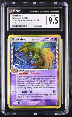 CGC 9.5 MINT+ Ninetales 2006 EX Dragon Frontiers 8/101 Holo Pokemon Card - Image 1