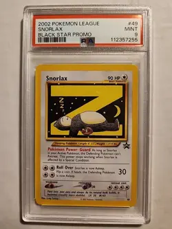 PSA 9 MINT Pokemon League Snorlax Z # 49 WOTC Black Star Promo Card 2002 - Image 1