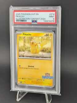 PSA 9 Pikachu #214 Illustration Contest 2024 Pokemon SVP EN Promo Card - Image 1