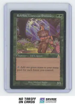 1999 Magic The Gathering Urza's Destiny Rofellos, Llanowar Emissary #118/143 - Image 1