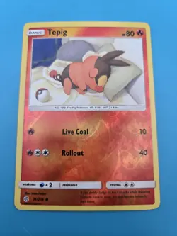 Pokemon Cosmic Eclipse Tepig Reverse Holo Common Card 31/236 NM - Image 1