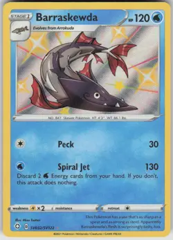 Pokemon Barraskewda Shiny Holo Rare Shining Fates: Shiny Vault SV032/SV122 NM - Image 1