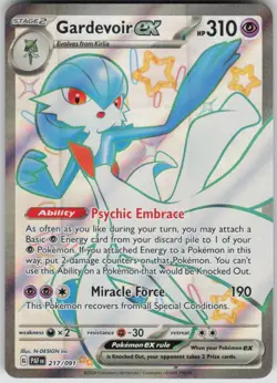 Pokemon Gardevoir ex Shiny Ultra Rare SV: Paldean Fates 217/091 NM - Image 1