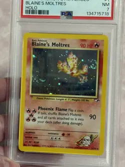 Pokemon TCG Gym Heroes Blaine's Moltres Holo Rare 001/132 PSA 7 2000 HP 90💎🌀💎 - Image 2