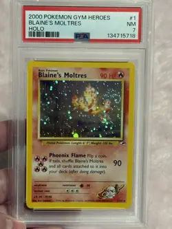 Pokemon TCG Gym Heroes Blaine's Moltres Holo Rare 001/132 PSA 7 2000 HP 90💎🌀💎 - Image 3
