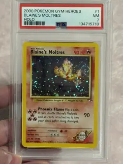 Pokemon TCG Gym Heroes Blaine's Moltres Holo Rare 001/132 PSA 7 2000 HP 90💎🌀💎 - Image 4