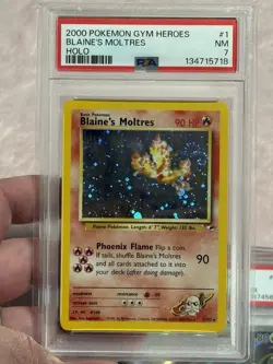 Pokemon TCG Gym Heroes Blaine's Moltres Holo Rare 001/132 PSA 7 2000 HP 90💎🌀💎 - Image 5