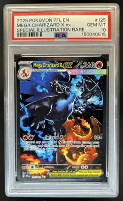 2025 Pokemon PFL Mega Charizard X ex Special Illustration Rare #125/094 PSA 10 - Image 1