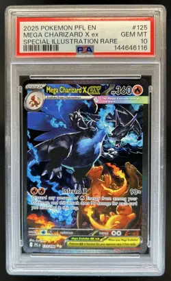 2025 Pokemon PFL Mega Charizard X ex Special Illustration Rare #125/094 PSA 10 - Image 1