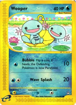Pokemon TCG Wooper 117/147 Aquapolis Common Regular LP - Image 1