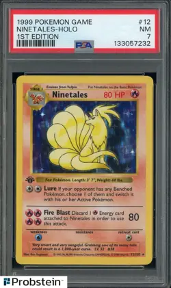 1999 Pokemon Game 1st Edition #12 Ninetales Holo PSA 7 NM - Image 1
