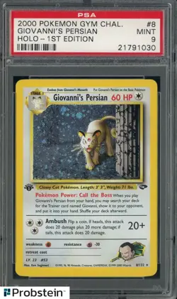 2000 Pokemon Gym Challenge 1st Edition #8 Giovanni's Persian Holo PSA 9 MINT - Image 1