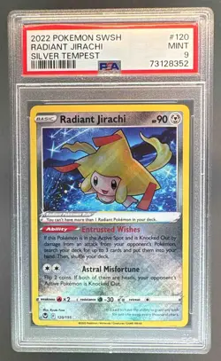 8352 Radiant Jirachi 2022 Pokemon Sword & Shield Silver Tempest #120 PSA 9 - Image 1