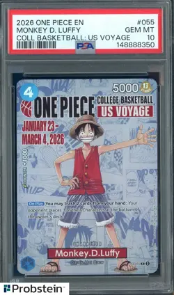#2 2026 One Piece En College Basketball US Voyage #055 Monkey D. Luffy PSA 10 - Image 1