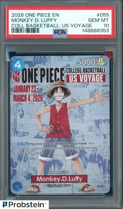#8 2026 One Piece En College Basketball US Voyage #055 Monkey D. Luffy PSA 10 - Image 1