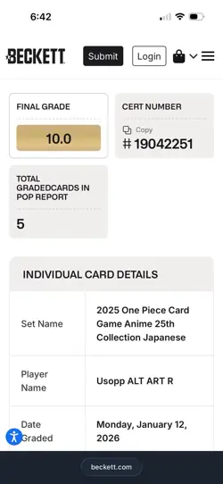 2025 One Piece Anime Usopp EB02-022 25th Collection Alt Art JPN BGS 10 PRI Pop 3 - Image 4