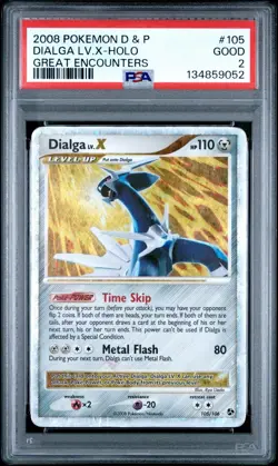 PSA 2 Dialga LV. X Card 105/106 Great Encounters Diamond Pearl 2008 Pokemon Good - Image 1
