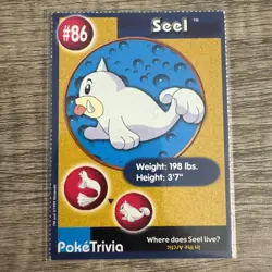 Seel #86 LP PokeTrivia Burger King Promo 1999 Pokemon Movie Perforated Card - Image 1