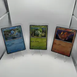 3 Starter Promo Cards: Bulbasaur, Charmander, Squirtle - SVP Black Star Holo - Image 1