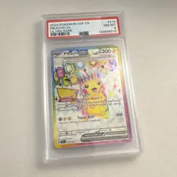 Pokemon Pikachu ex 219/191 Sv08: Surging Sparks Ultra Rare Holo PSA 8 TCG Card - Image 1