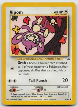 Pokemon Card Aipom Common Neo Revelation 41/64 - Image 1
