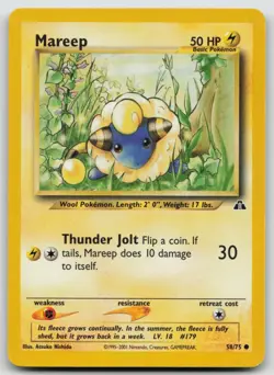Pokemon Card Mareep Common Neo Discovery 58/75 - Image 1