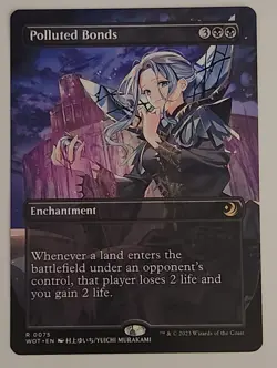 Polluted Bonds Anime Borderless MTG WOT 0075 Rare NM Land Hate Life Gain Drain - Image 1