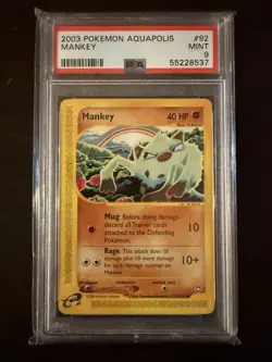 Pokemon 2003 Aquapolis Mankey 92/147 PSA 9 MINT - Image 1