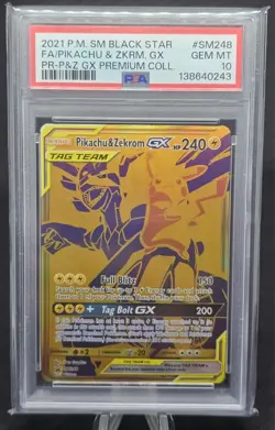 2021 POKEMON SM BLACK STAR PROMO #SM248 FULL ART/PIKACHU & ZEKROM GX PSA 10 - Image 1