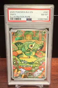 Pokemon Snivy Illustration Rare Holo Sv: Black Bolt 087/086 PSA 8 English - Image 1