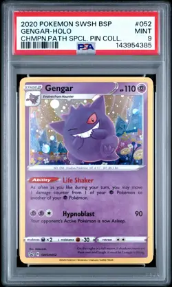 Gengar Holo PSA 9 2020 Pokemon SWSH Champions Path Black Star Promo #052 - Image 1