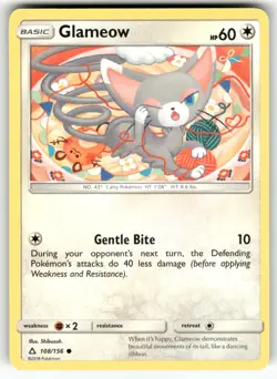 Glameow SM - Ultra Prism Common Pokemon Lightly played - Image 1