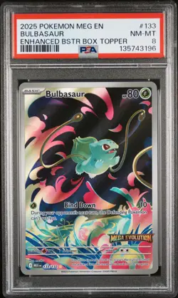 2025 POKEMON MEG EN-MEGA EVOLUTION ENHANCED BOOSTER BOX TOPPER BULBASAUR PSA 8 - Image 1