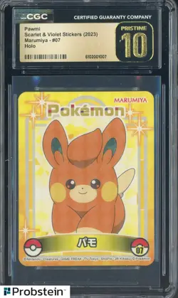 2023 Pokemon Scarlet & Violet Stickers Marumiya #07 Pawmi Holo CGC 10 - Image 1