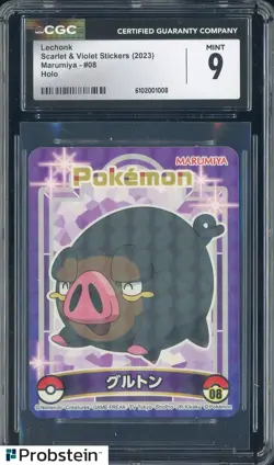 2023 Pokemon Scarlet & Violet Stickers Marumiya #08 Lechonk CGC 9 MINT - Image 1