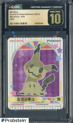 2023 Pokemon Scarlet & Violet Stickers Marumiya #16 Mimikyu Holo CGC 10 - Image 1