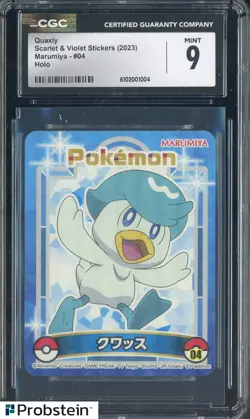 2023 Pokemon Scarlet & Violet Stickers Marumiya #04 Quaxly Holo CGC 9 - Image 1