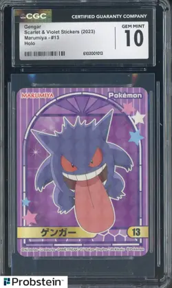2023 Pokemon Scarlet & Violet Stickers Marumiya #13 Gengar Holo CGC 10 - Image 1