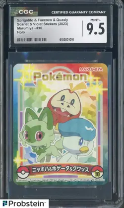 2023 Pokemon S&V Stickers Marumiya Sprigatito Fuecoco Quaxly CGC 9.5 - Image 1
