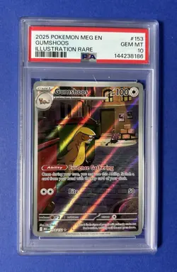 2025 Pokemon MEG EN Gumshoos Illustration Rare #153 PSA 10 GEM MT - Image 1